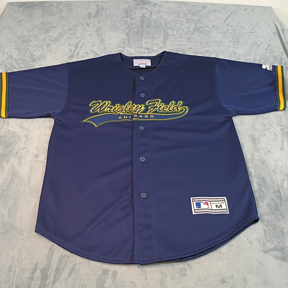Vintage Starter MLB Chicago Wrigley Field Baseball Jersey Navy Blue Mens Medium